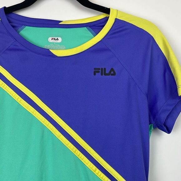 Fila Women's Colorblock Round Neck Short Sleeve Athletic Top Multi-Color Medium - Picture 2 of 7